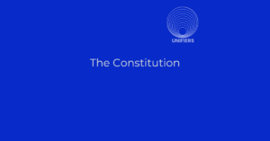 Text on blue background: Constitution